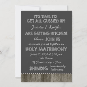 Invitación Boda divertida al estilo antiguo de pizarra en el 