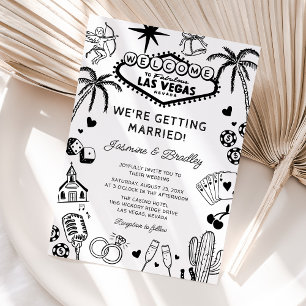 Invitación Boda divertida con garabatos de Las Vegas