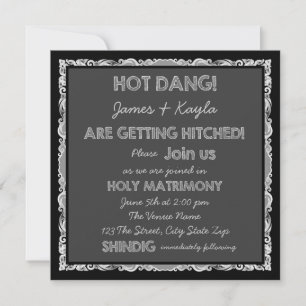 Invitación Boda divertida de campo con pizarra rústica antigu