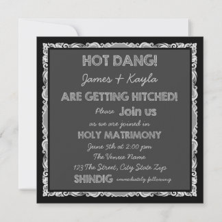 Invitación Boda divertida de campo con pizarra rústica antigu