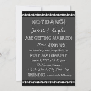 Invitación Boda divertida de campo con pizarra rústica antigu