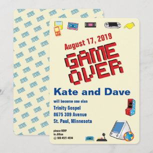 Invitación Boda divertida de jugador retro de videojuegos