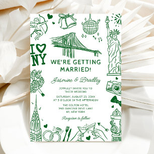 Invitación Boda divertida de Nueva York Doodle