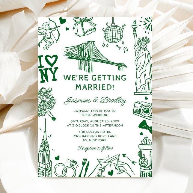 Invitación Boda divertida de Nueva York Doodle (Subido por el creador)