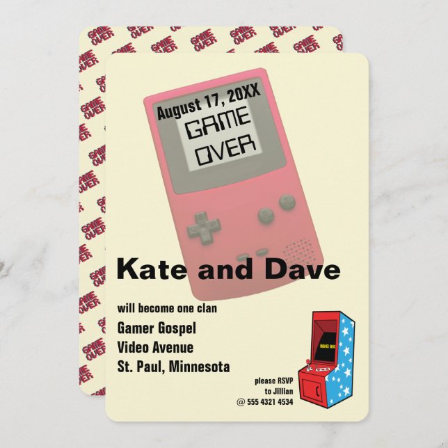 Invitación Boda divertida de un jugador de videojuegos increí (Anverso / Reverso)