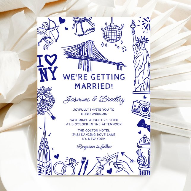 Invitación Boda divertida en Nueva York Doodle (Subido por el creador)