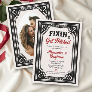 Invitación Boda divertida en un salón del oeste Foto de compr