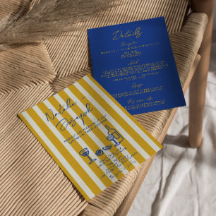 Invitación Boda Divertida Italiana Azul Amarillo Pintada Todo