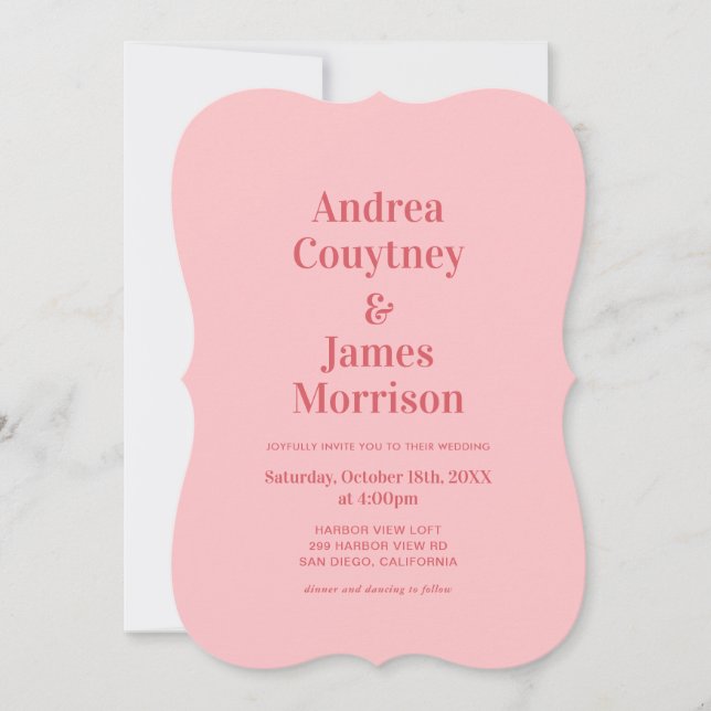 Invitación Boda divertida rosa caliente retro (Anverso)