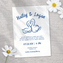 Boda divertido caprichoso de cisnes ilustrados a m