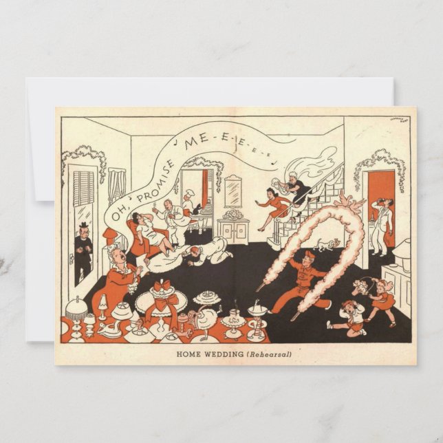 Invitación Boda divertido de historietas rusticas antiguas re (Reverso)