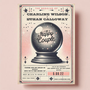 Invitación Boda divertido de la esfera mágica retro