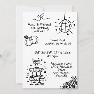 Invitación Boda divertido de la fotografía de Doodle capricho