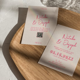 Invitación Boda divertido del código QR moderno rosa brillant