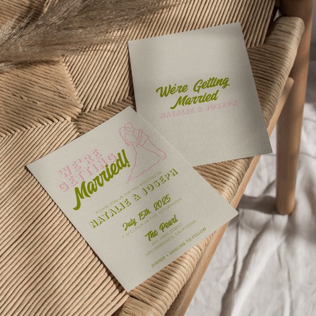 Invitación Boda divertido y colorido retro de diversión con l (Subido por el creador)