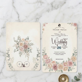 Invitación Boda Divina Boho Rosada Sonrosada