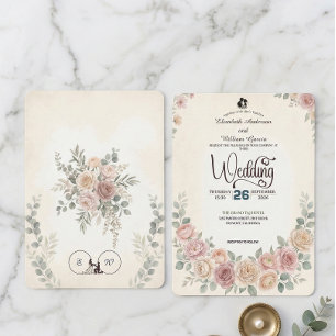 Invitación Boda Divina Boho Rosada Sonrosada