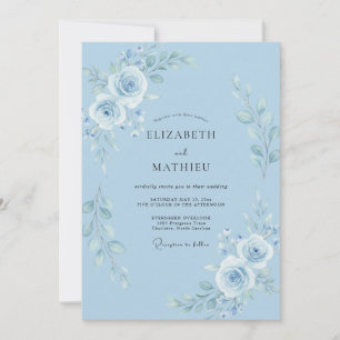 Invitación Boda Divina de Primavera Azul Claro