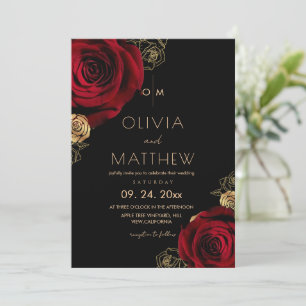 Invitación Boda Divina Rosa Roja Moderna