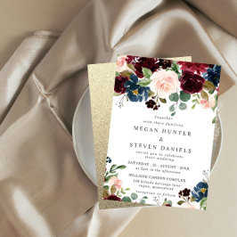Invitación Boda divino; elegante floral de primavera o otoño