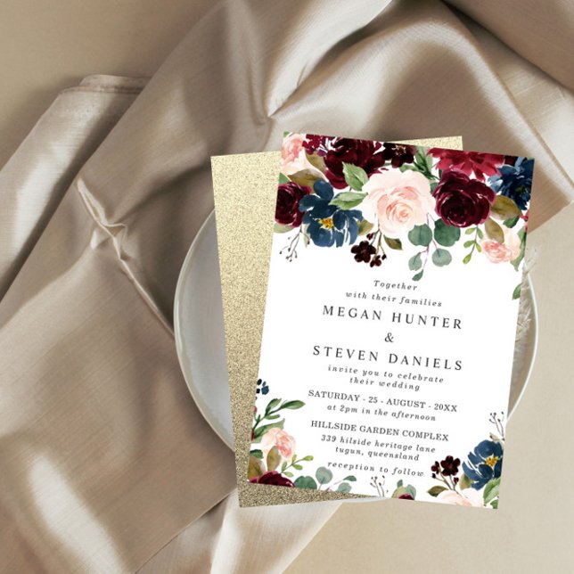 Invitación Boda divino; elegante floral de primavera o otoño (Subido por el creador)