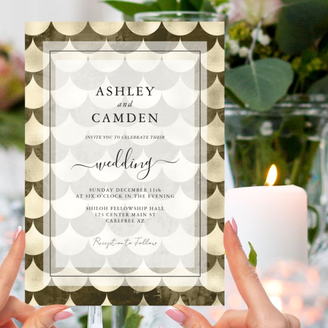 Invitación Boda Dorada con Volutas Antiguas (Subido por el creador)