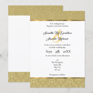 Invitación Boda dorada de damasco