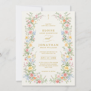 Invitación Boda dorada de primavera ornamental pastel suave t