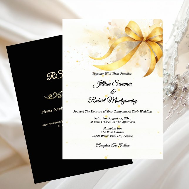 Invitación Boda Dorada Elegante (Elegant Gold Wedding Invitation)