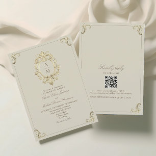 Invitación Boda Dorada Vintage Barroca