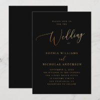 Boda dorada y negra | Clásico elegante en letra cu