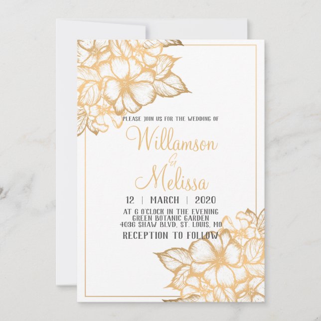Invitación Boda dorado (Anverso)