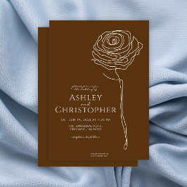 Invitación Boda Dorado Brown floral floral de estilo moderno