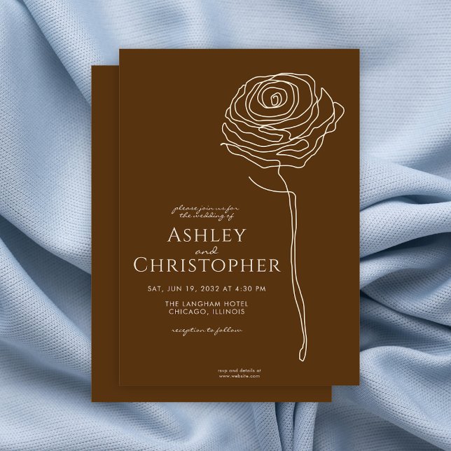 Invitación Boda Dorado Brown floral floral de estilo moderno (Subido por el creador)