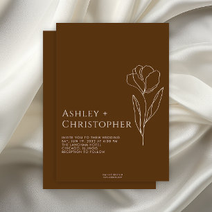 Invitación Boda Dorado Brown floral floral de estilo moderno