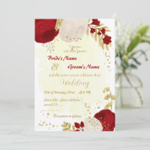 boda dorado de flores rojas y blancas oscuras