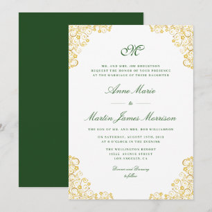Invitación boda dorado floral