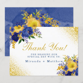 Invitación Boda dorado floral amarillo azul gracias a las tar