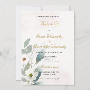 Invitación Boda dorado verde