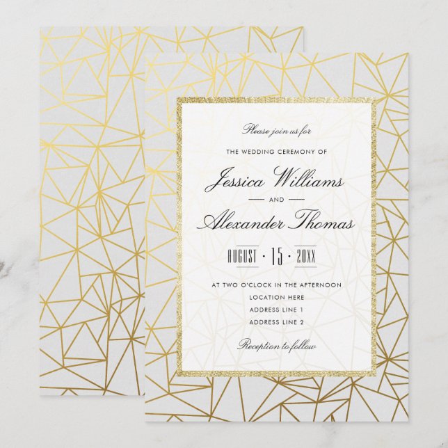 Invitación Boda dorado y blanco (Anverso / Reverso)