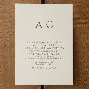 Invitación Boda Dorado y Bronce Oscuro