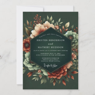 Invitación Boda dramática con flores de Hunter Rust