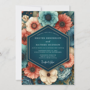 Invitación Boda dramática con paprika zafiro
