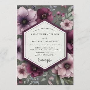 Invitación Boda dramática de anémona ciruela