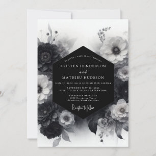 Invitación Boda dramática de flor monocroma