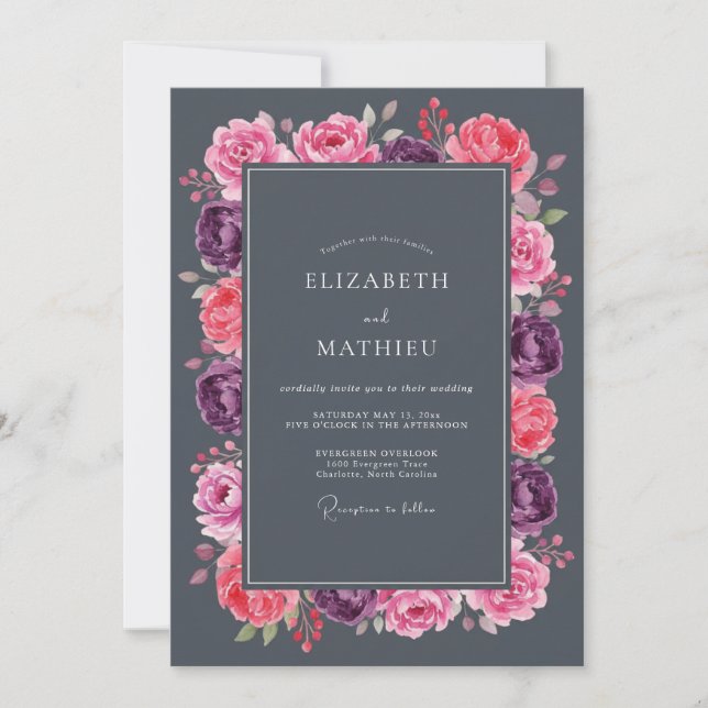 Invitación Boda dramática de invierno con carbón (Anverso)