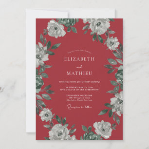 Invitación Boda dramática de invierno con rojo arándano