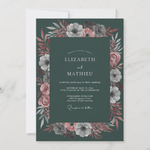 Invitación Boda dramática de invierno en verde esmeralda