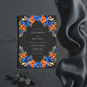 Invitación Boda dramática de noche en azul real