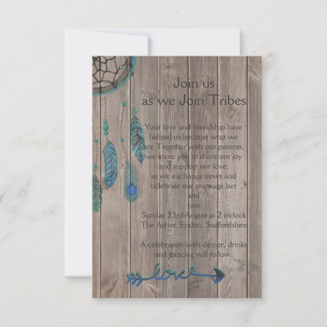 Invitación Boda Dream Catcher (Anverso)